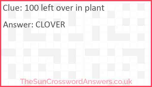 100 left over in plant Answer