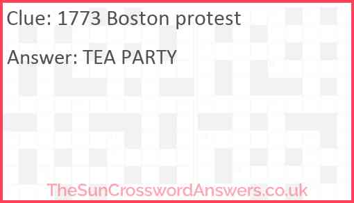 1773 Boston protest Answer