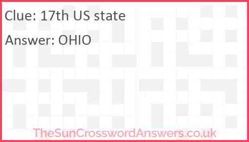 17th US state Answer
