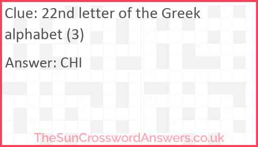 22nd letter of the Greek alphabet (3) Answer