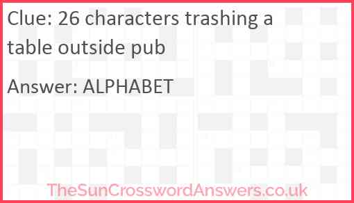 26 characters trashing a table outside pub Answer