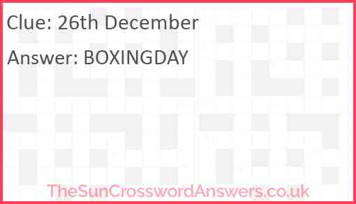 26th December Answer
