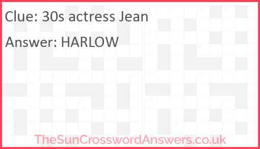 30s actress Jean Answer