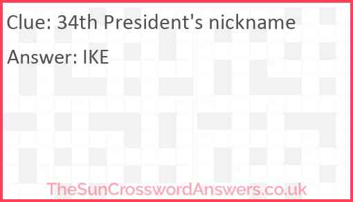 34th President's nickname Answer