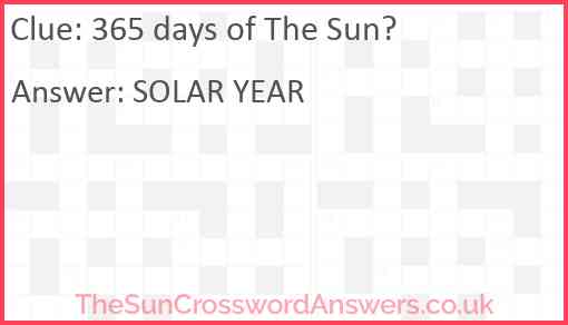 365 days of The Sun? Answer