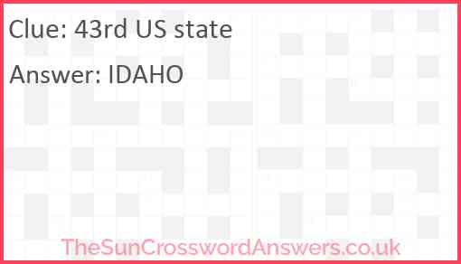43rd US state Answer