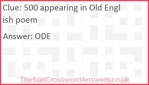 500 appearing in Old English poem Answer