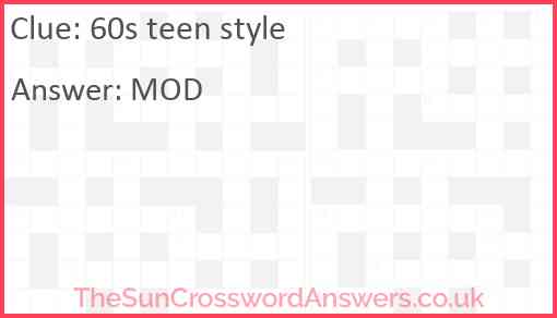 60s teen style Answer