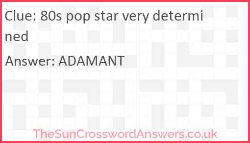 80s pop star very determined Answer