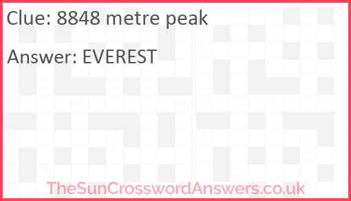 8848 metre peak Answer