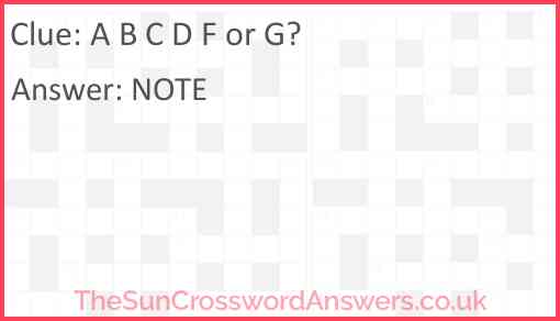 A B C D F or G? Answer
