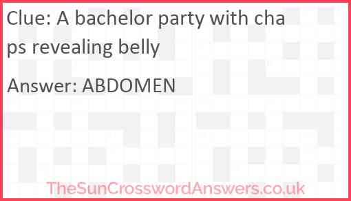 A bachelor party with chaps revealing belly Answer
