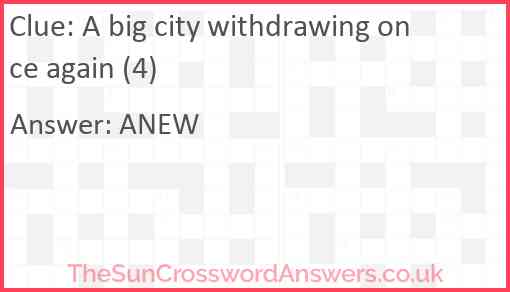 A big city withdrawing once again (4) Answer