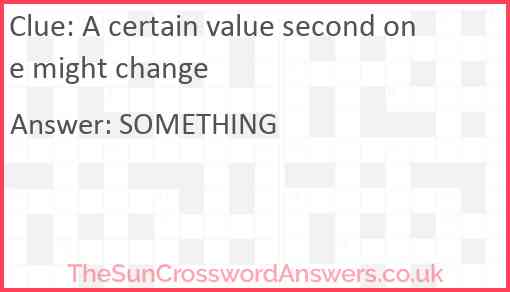 A certain value second one might change Answer