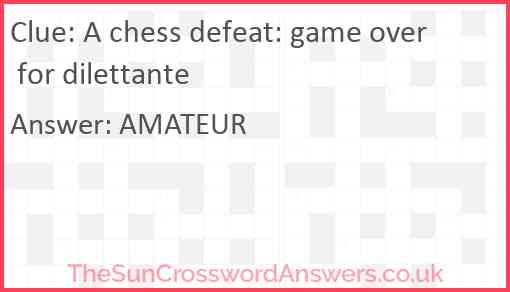 A chess defeat: game over for dilettante Answer