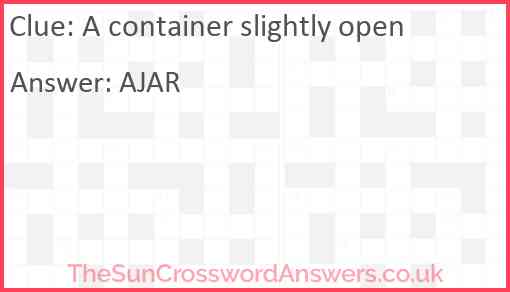 A container slightly open Answer
