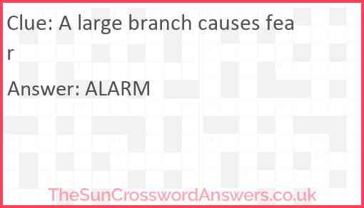 A large branch causes fear Answer