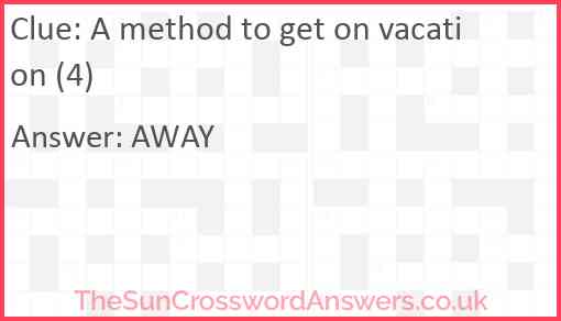 A method to get on vacation (4) Answer
