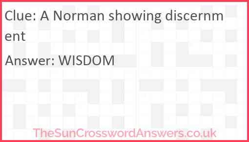 A Norman showing discernment Answer