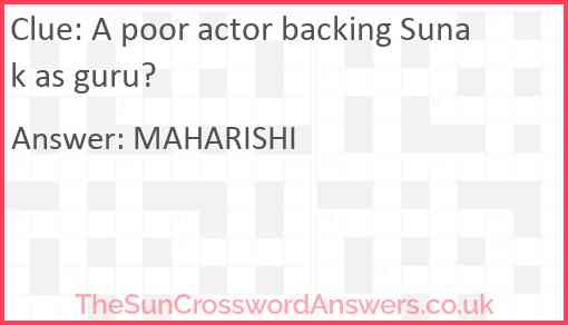 A poor actor backing Sunak as guru? Answer