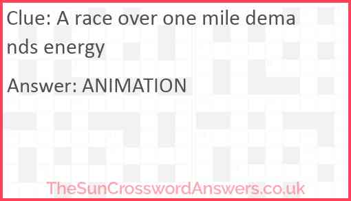 A race over one mile demands energy Answer