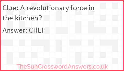 A revolutionary force in the kitchen? Answer
