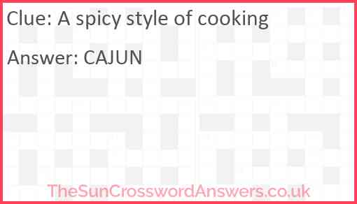 A spicy style of cooking Answer