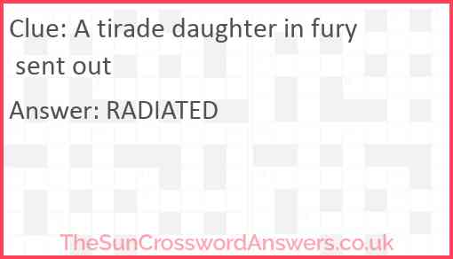 A tirade daughter in fury sent out Answer