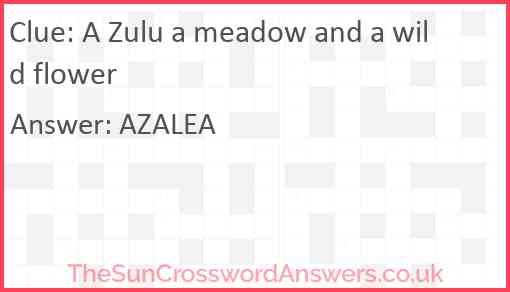 A Zulu a meadow and a wild flower Answer
