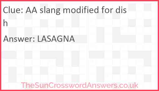 AA slang modified for dish Answer