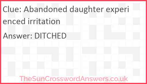 Abandoned daughter experienced irritation Answer
