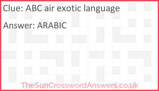 ABC air exotic language Answer