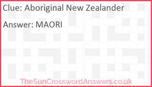 Aboriginal New Zealander Answer