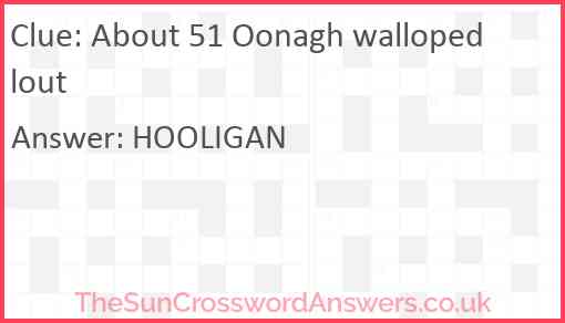 About 51 Oonagh walloped lout Answer