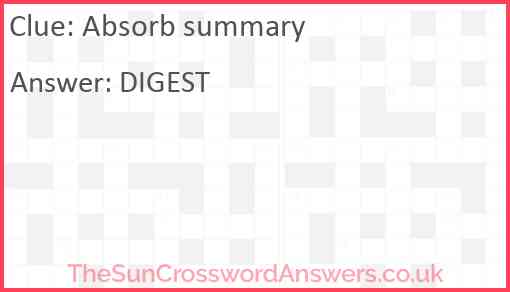 Absorb summary Answer