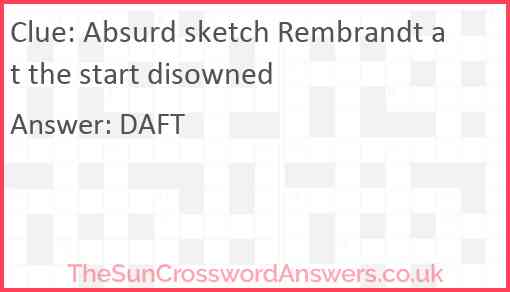 Absurd sketch Rembrandt at the start disowned Answer