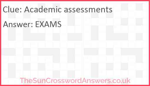 Academic assessments Answer