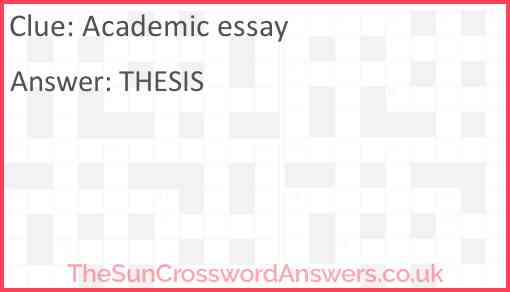 Academic essay Answer