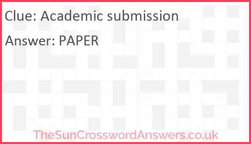 Academic submission Answer