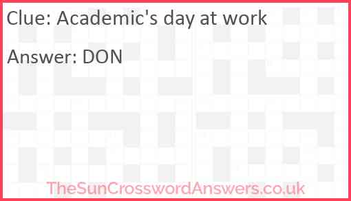 Academic's day at work Answer