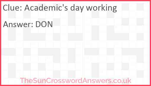 Academic's day working Answer