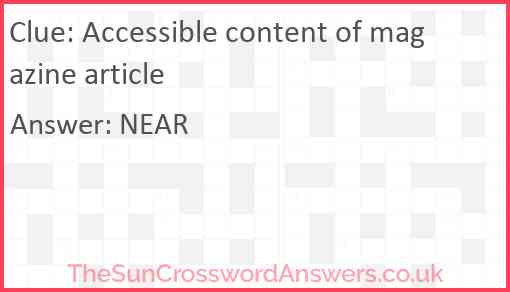 Accessible content of magazine article Answer