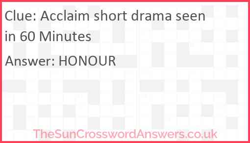 Acclaim short drama seen in 60 Minutes Answer
