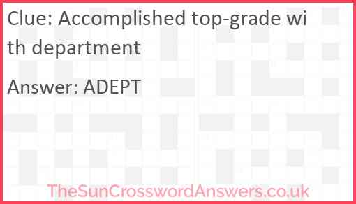 Accomplished top-grade with department Answer