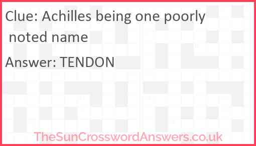 Achilles being one poorly noted name Answer