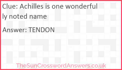 Achilles is one wonderfully noted name Answer