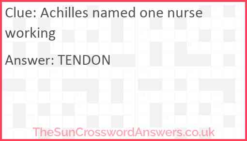Achilles named one nurse working Answer