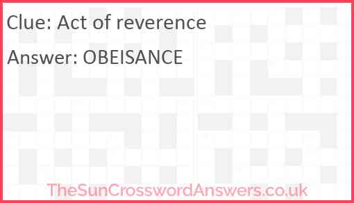 Act of reverence Answer