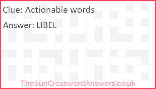Actionable words Answer
