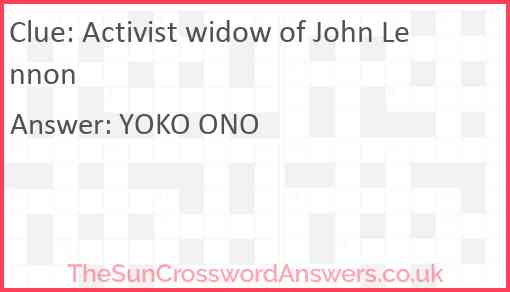 Activist widow of John Lennon Answer